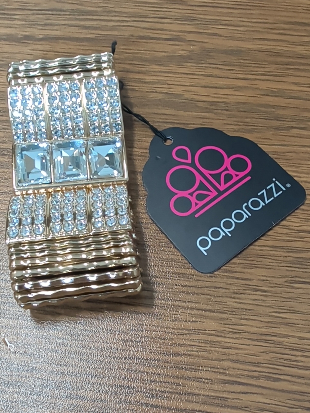 Paparazzi Gold and Clear Crystal Stretch Bracelet